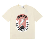 Rhude T-shirt Ski Theme Letter Print Short Sleeve T-shirt