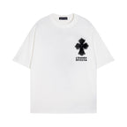 Chrome Heart T Shirts Croix Cross Leather Printed Short Sleeve T-Shirt