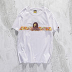 Bathing Ape T-Shirt Summer Casual Straight White Short Sleeve Cotton Round Neck T-shirt