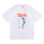 Rhude T-shirt Art Abstract Design Printed Short Sleeve T-shirt