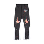 Gallery Dept Sweatpants Hand-painted splashed ink letter patch splicing casual trousers