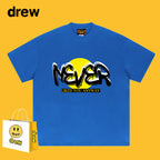 Drew T-shirts Smiley Face Short Sleeve Loose round Neck Short Sleeve