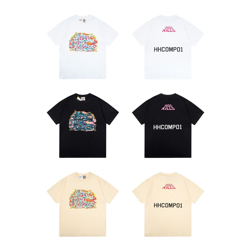 Gallery Dept T-Shirt Ink-splashing Tie-dye Alphabet Short Sleeve T-Shirt