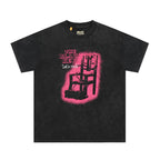 Gallery Dept T Shirts Dark Black Seat Printed Washed Distressed Short Sleeve
