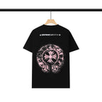 Chrome Heart T Shirts Chrome Hearts Pink Sanskrit Print Short Sleeve T-Shirt