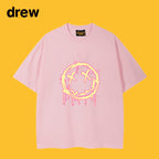 Drew T-shirts Flame Smiley Face Short Sleeve Print