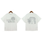 Rhude T-shirt Micro Label Letter Logo Line Pattern Short Sleeve T-shirt Loose