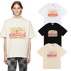 Rhude T-shirt Micro Label Castle Letter Logo Pattern Short Sleeve T-shirt Loose