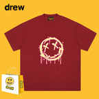 Drew T-shirts Flame Smiley Face Short Sleeve Print