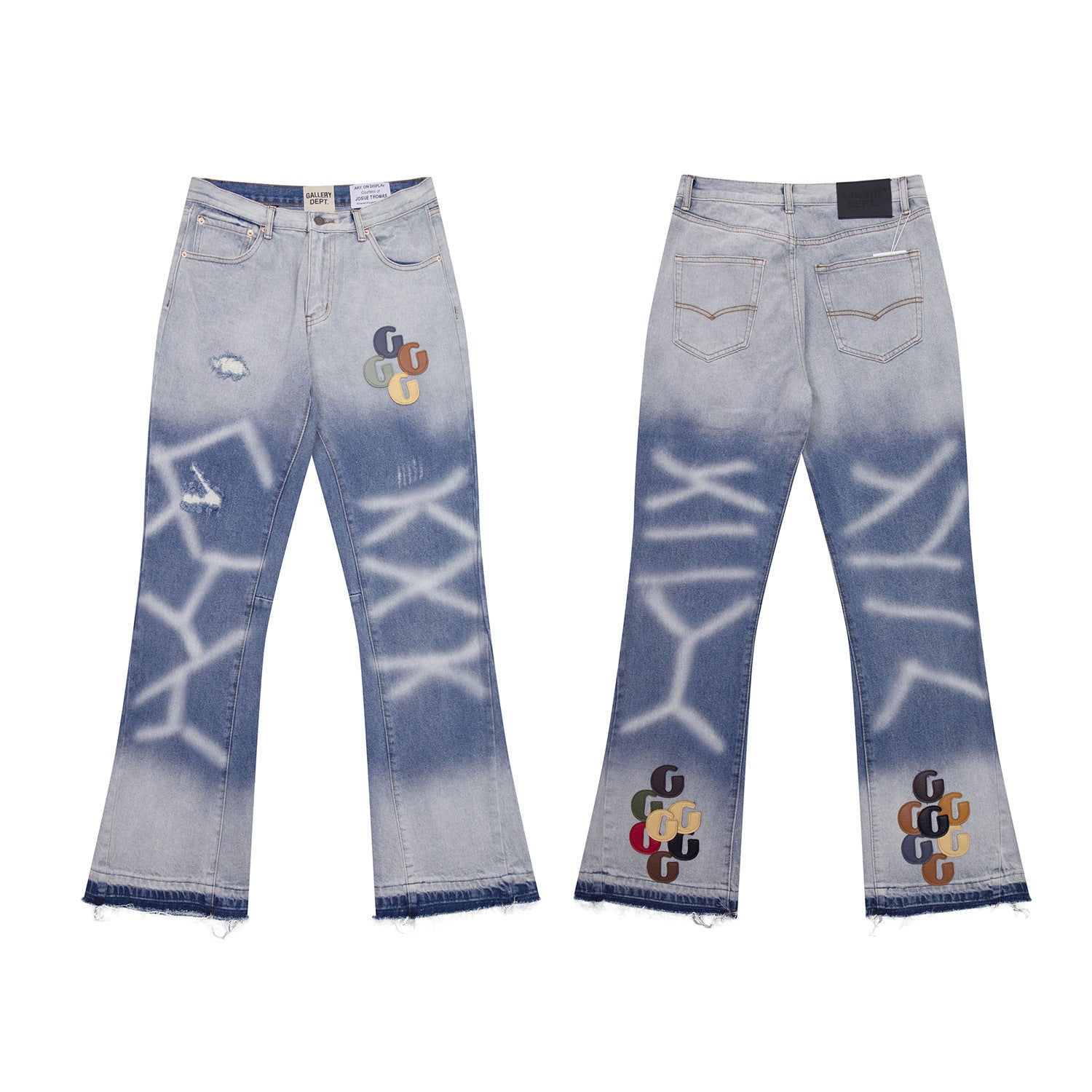Gallery Dept Jeans leather label embroidery water ripple gradual change wash jeans