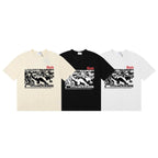 Rhude T-shirts Racing Tire Change Scene Printed Cotton Casual Short Sleeves Men and Women