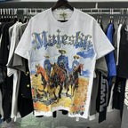 MAJESTIK Western Horse Skeleton Graphic T-Shirt ¡ª context