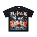 MAJESTIK Washed Black Rhinestone Graphic T-Shirt ¡ª hero
