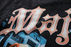 MAJESTIK Washed Black Rhinestone Graphic T-Shirt ¡ª detail