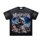 MAJESTIK Washed Black Astronaut Rose Graphic T-Shirt ¡ª hero