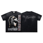MAJESTIK Washed Black Graphic T-Shirt ¡ª hero