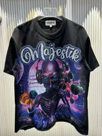 MAJESTIK Alien Rhinestone Graphic T-Shirt ¡ª context