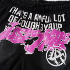 THAT'S A AWFUL LOT OF COUGH SYRUP Black Front Graphic Shorts ¡ª detail