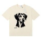 Rhude T-shirts Fox Hound Cotton Casual Short Sleeve Men and Women