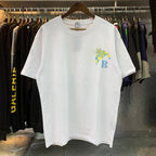 Rhude T-shirts Coconut Racing Printed Cotton Casual Short Sleeves Men and Women