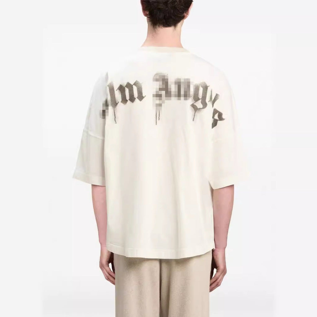 Palm Angels T-shirt Pigeon Flow Lacquer Letter Foam Short Sleeve T-shirt