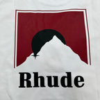 Rhude T-shirts Red Sunset Print Cotton Casual Short Sleeve Men and Women