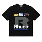 Rhude T-shirts Petrol Patch Racing Motor Cotton Casual Short Sleeve Men and Women