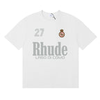Rhude T-shirts LAGO DI COMO Printed Cotton Casual Short Sleeve Men and Women