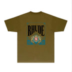 Rhude T-shirts Printed Trendy Pure Cotton