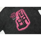 Gallery Dept T Shirts Dark Black Seat Printed Washed Distressed Short Sleeve