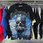 Godspeed T-shirts Skull Landscape Printing Cotton Casual Short Sleeves Men and Women